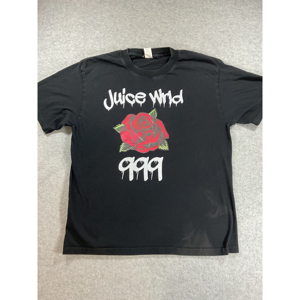 Juice Wrld 999 Club Rose Graphic T-Shirt Mens Black Premium Cotton Tee 2184
